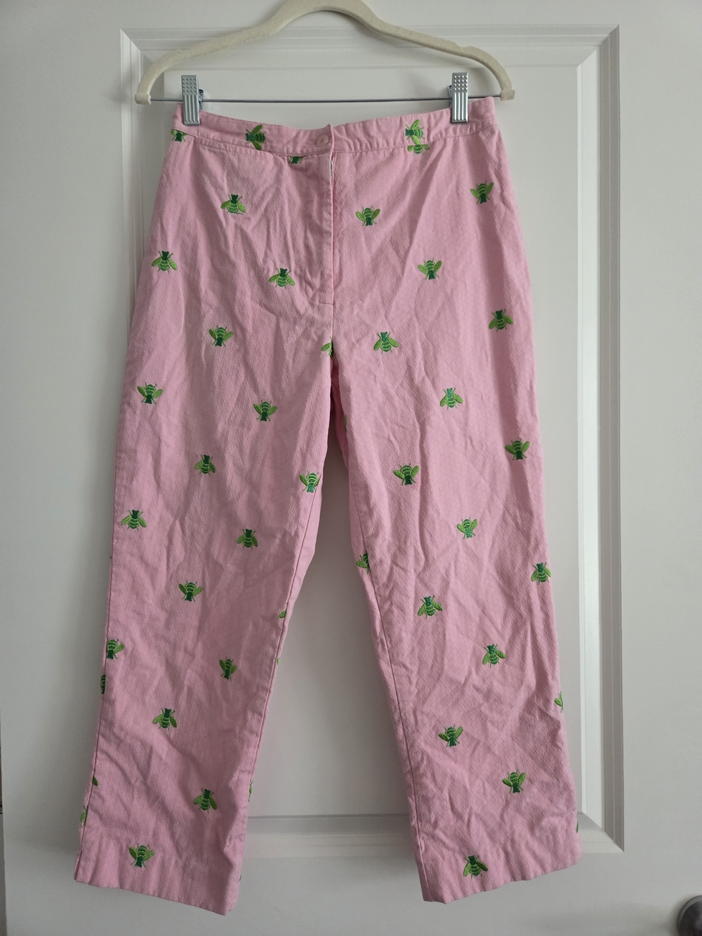 Lilly Pulitzer Pink Embroidered Bee Pants Size 4